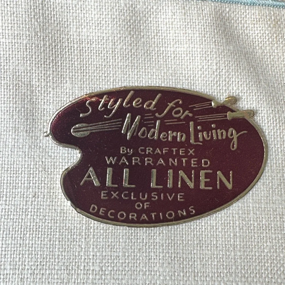 MODERN LIVING Vtg MCM Linen Napkins Placemats Set‎ of 4 Nib But Dirty Teal Cream